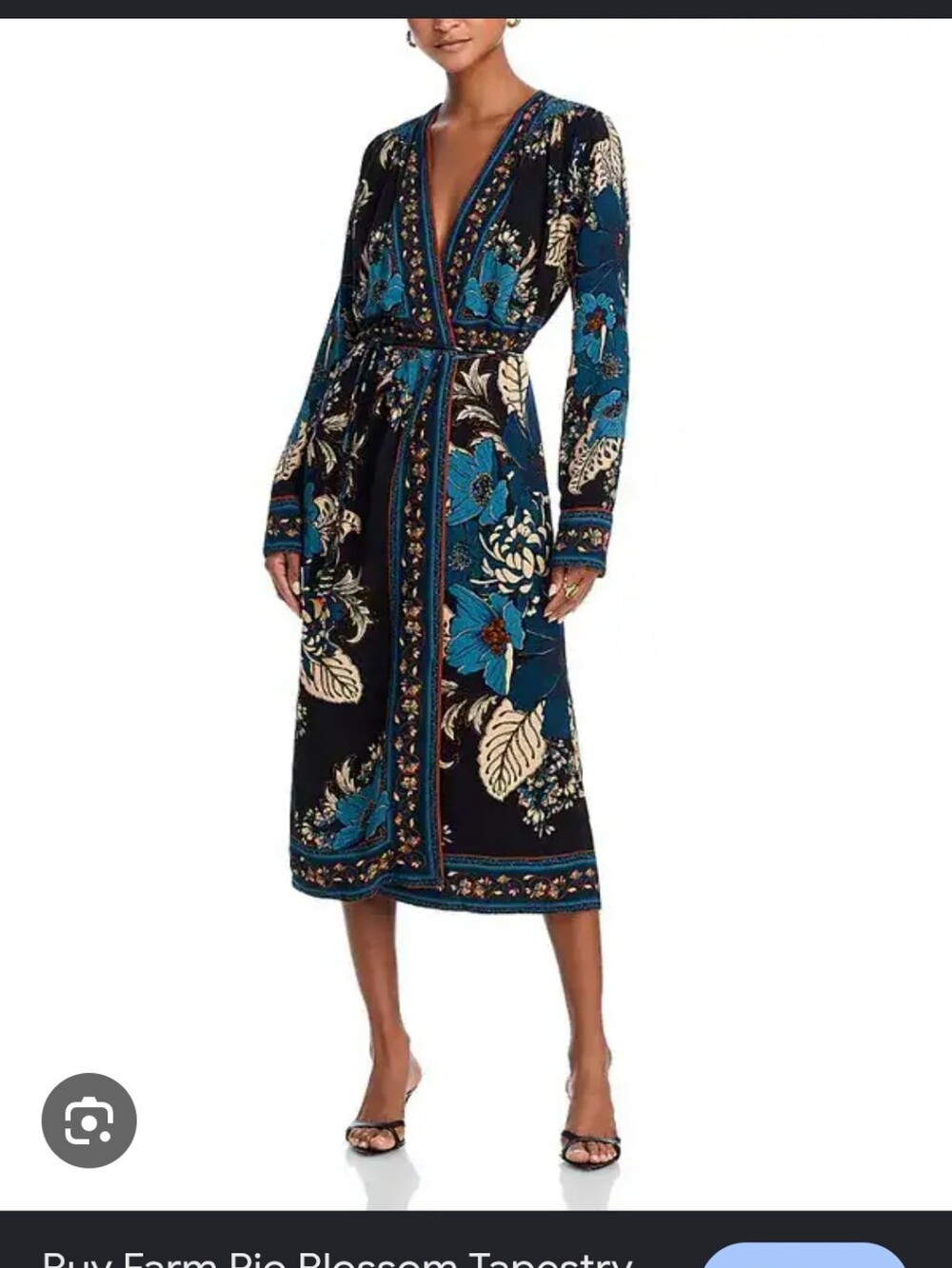 Farm Rio Women's Blossom Tapestry Long Sleeve Wrap Midi Dress